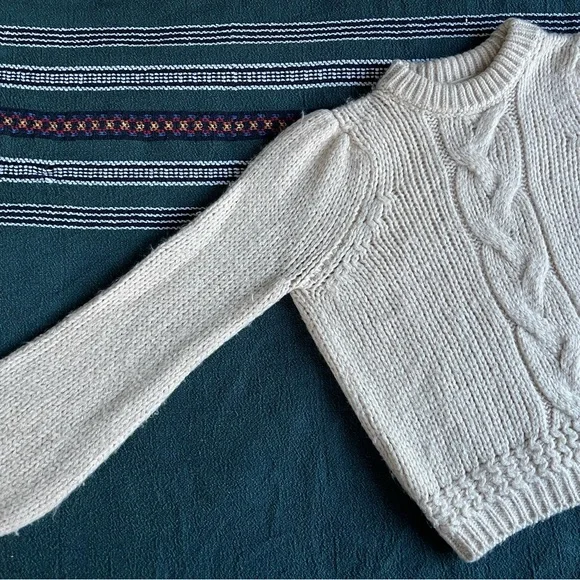 Sezane Cozy Cream Cable Knit Sweater - Picture 6 of 8